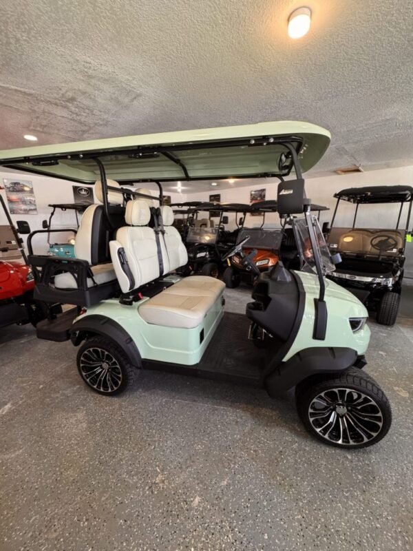 2025 Brad Conquest Roxie H40 – 4 Passenger Lithium Golf Cart (Pastel Sea Foam Green) 2 2025 Brad Conquest Roxie H40 – 4 Passenger Lithium Golf Cart (Pastel Sea Foam Green)
