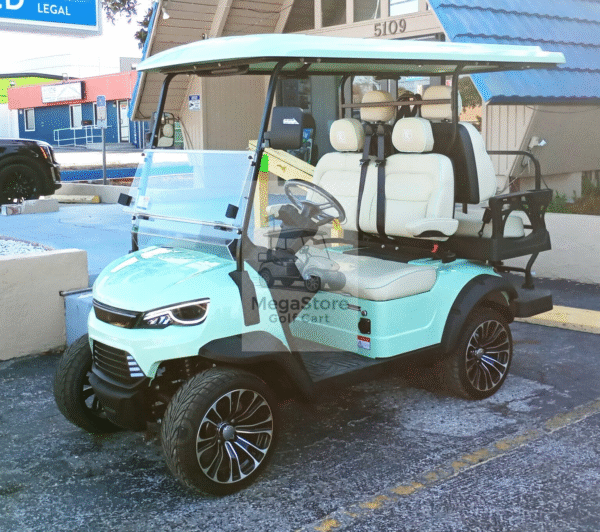 2025 Brad Conquest Roxie H40 – 4 Passenger Lithium Golf Cart (Pastel Sea Foam Green) 2025 Brad Conquest Roxie H40 – 4 Passenger Lithium Golf Cart (Pastel Sea Foam Green)