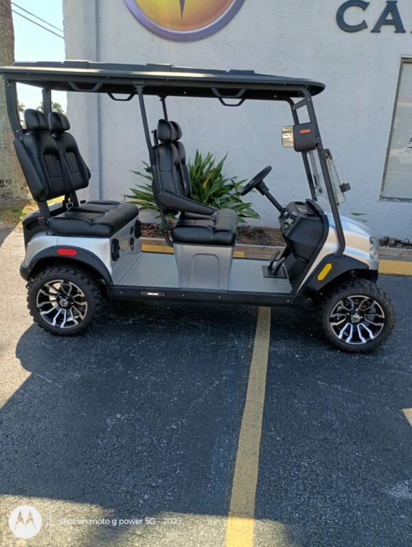 2025 Solana XA 4 Forward Lifted – 4 Passenger Lithium Golf Cart (Midnight Silver)