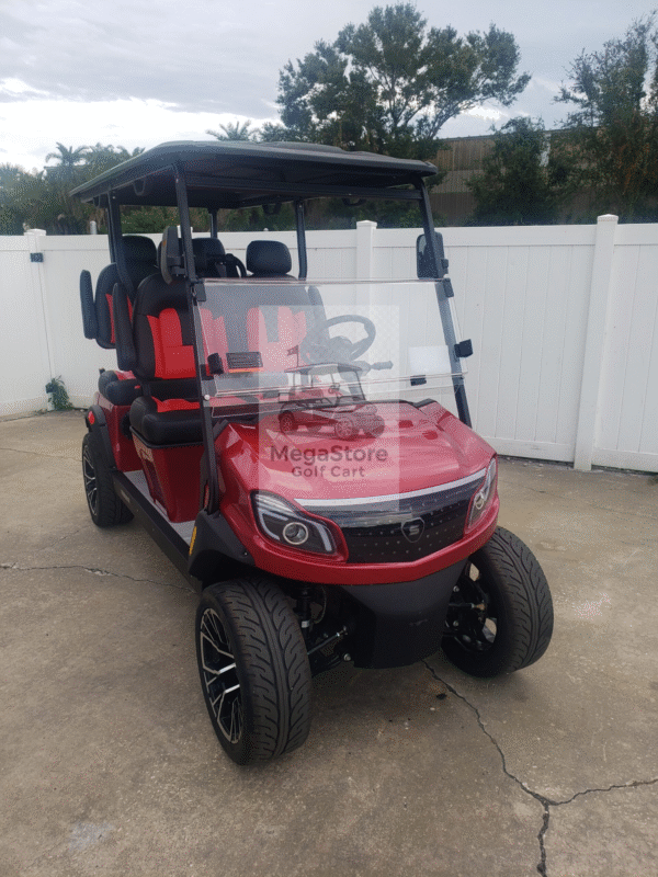 2025 Solana XA 4 Forward – 4 Passenger Lithium Golf Cart (Candy Apple Red)
