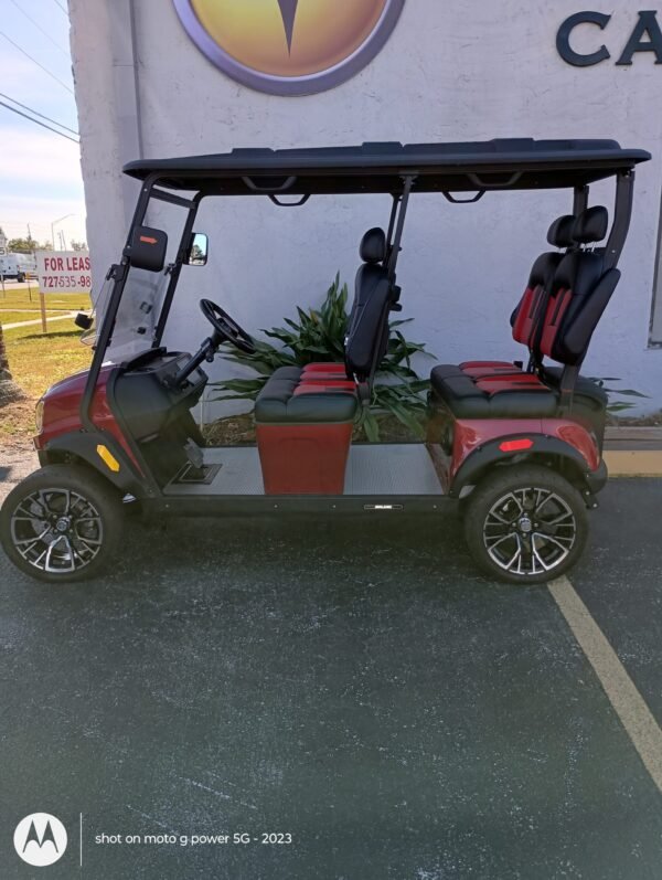 2025 Solana XA 4 Forward – 4 Passenger Lithium Golf Cart (Cherry Red)